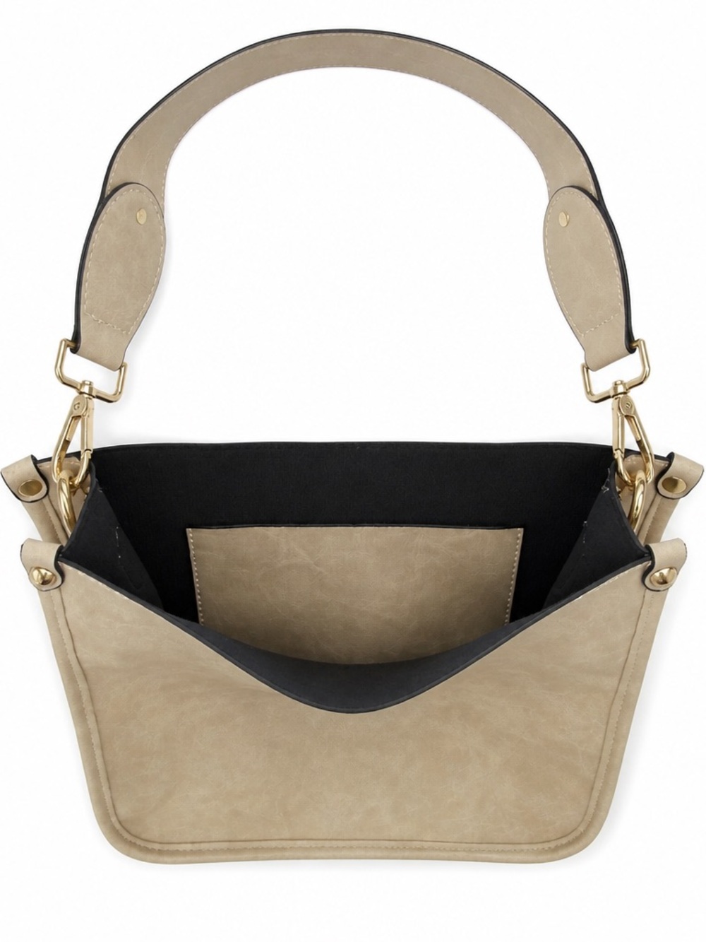 Taupe Leather Top-Handle Shoulder Bag